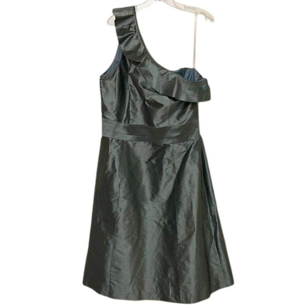 Aria Blue Green Silk One Shoulder Dress Womens Size 8 USA Wedding Party